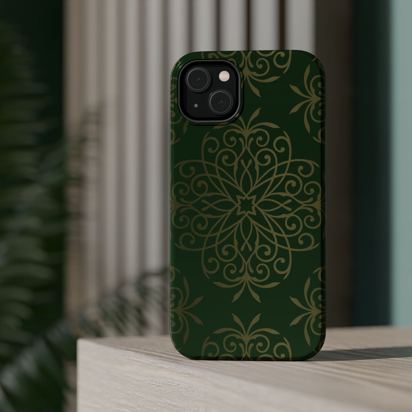 Gold and Green Flowery Design - Iphone Magnetic Tough Case
