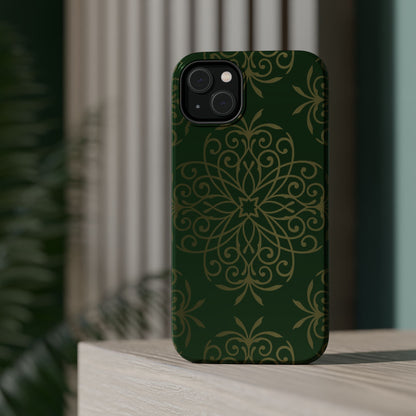 Gold and Green Flowery Design - Iphone Magnetic Tough Case