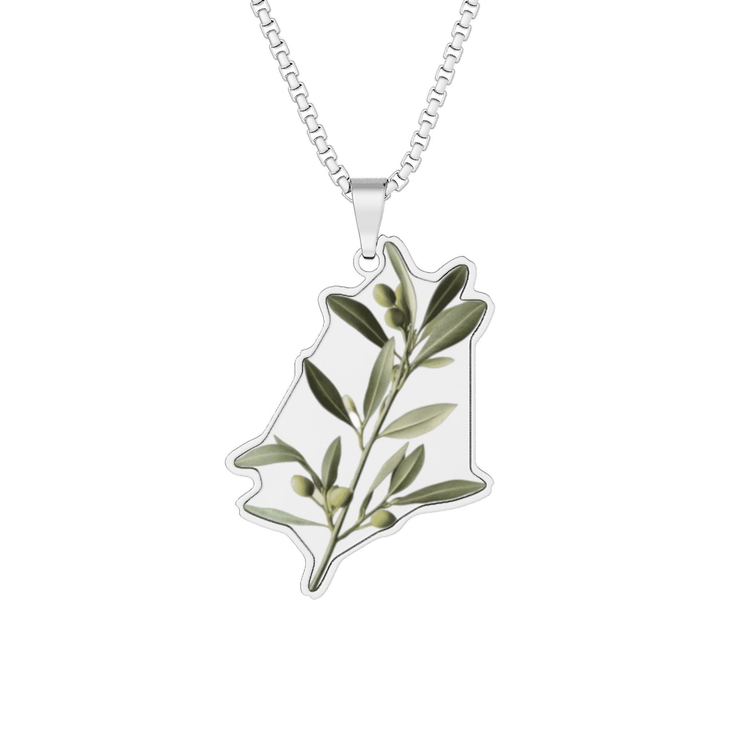 Olive tree Branch Pendant —  Necklace (Silver or Gold)