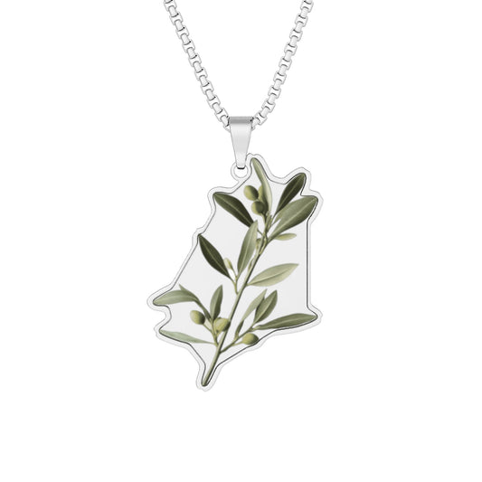 Olive tree Branch Pendant —  Necklace (Silver or Gold)