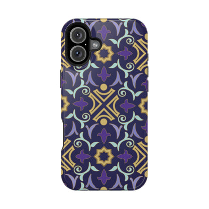 Geometric Purple and Gold Design Iphone Magnetic Tough Case