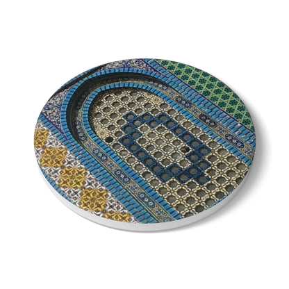 Masjid Al-Aqsa Pattern Ceramic Coaster, Stylish Drinkware, Home Decor, Gift for Housewarming, Coffee Table Accessory