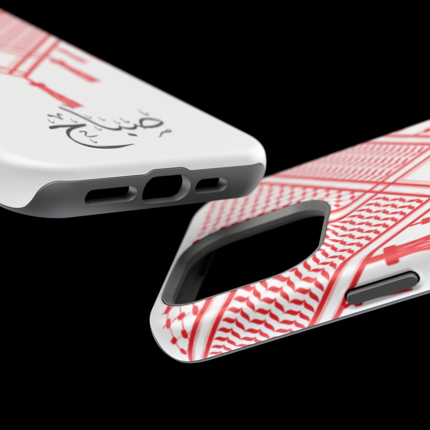Personalized Arabic Calligraphy - Iphone Magnetic Impact-Resistant Phone Case - Red and White Shmagh Design