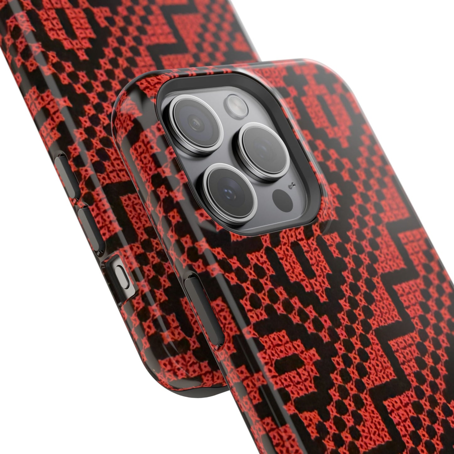 Red and Black Tatreez Design - Iphone Magnetic Tough Case