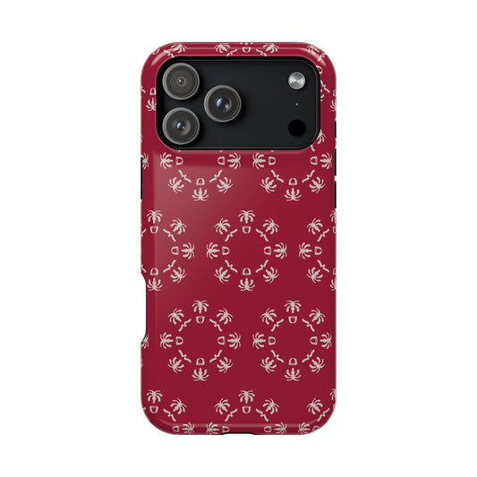 Palm Trees and coffee cups Geometric circle  Design - Iphone Magnetic Tough Case