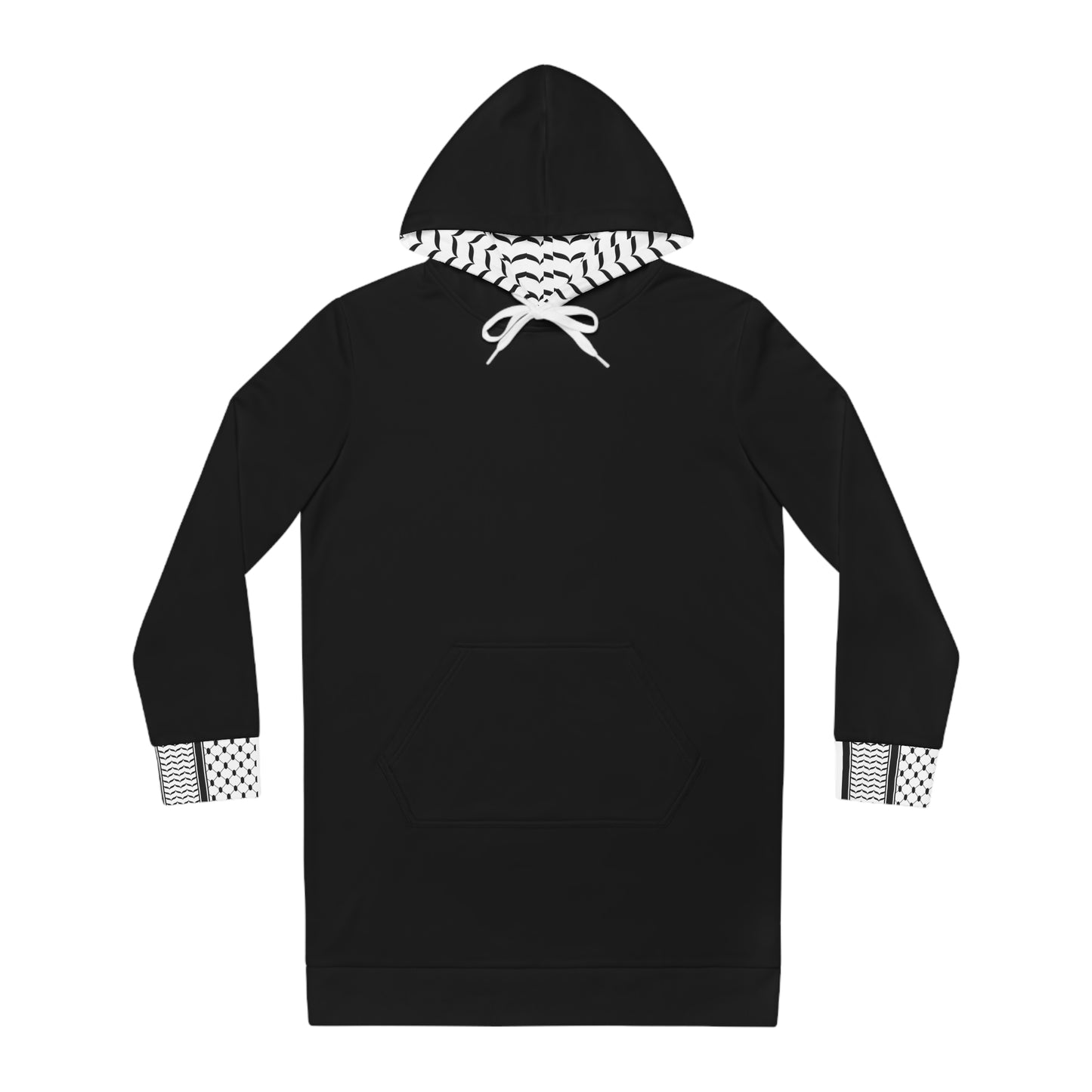 Black and White Hattah Design - Stylish Women's Hoodie Dress