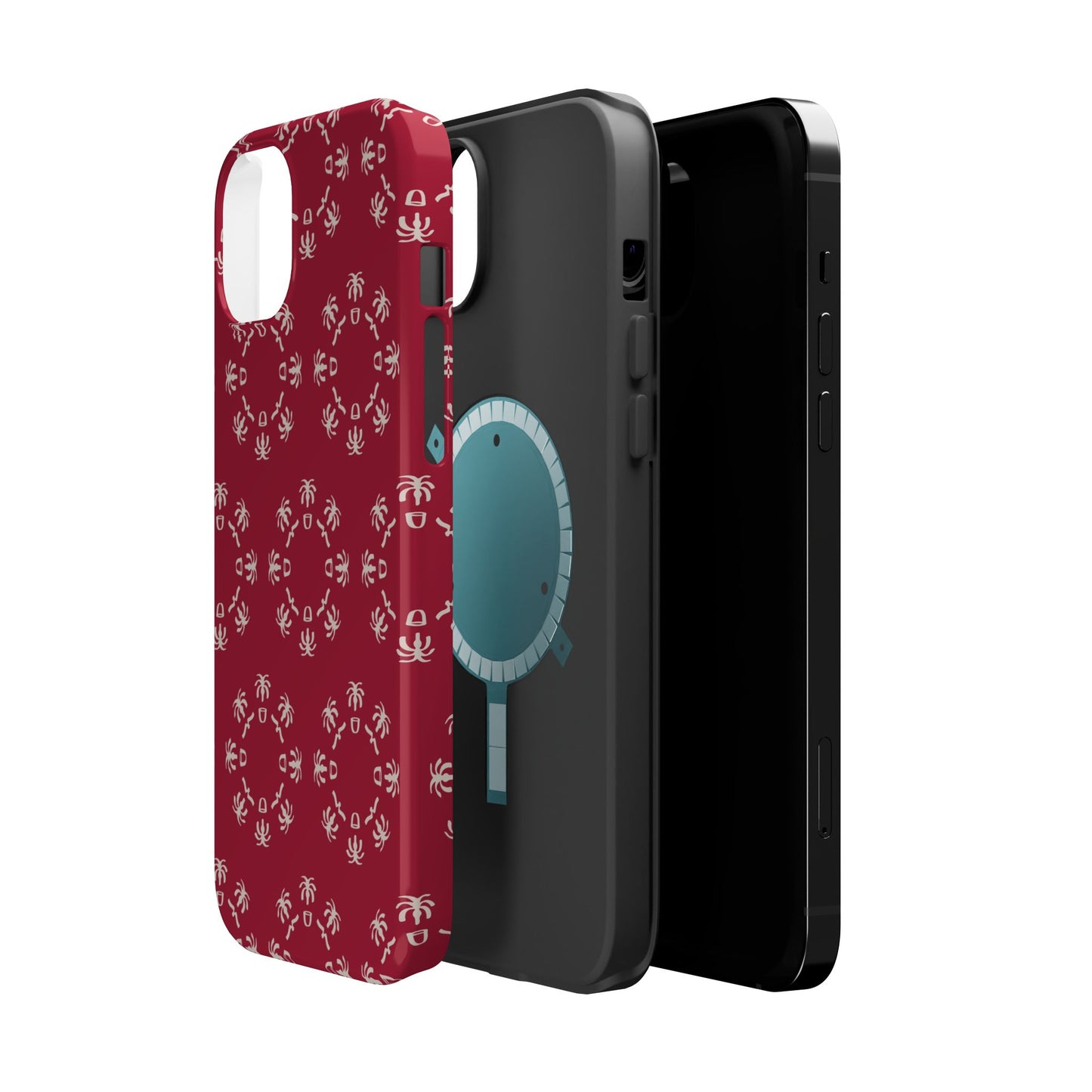 Palm Trees and coffee cups Geometric circle  Design - Iphone Magnetic Tough Case