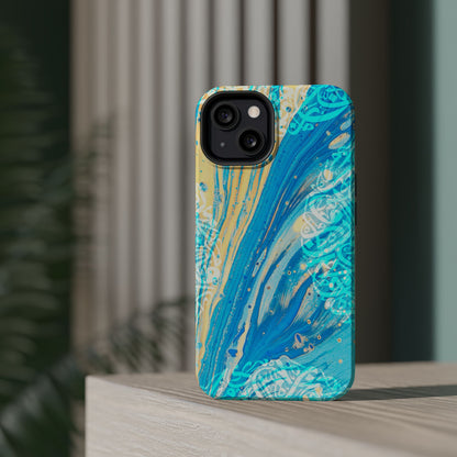Arabic splash of Blue- Iphone Magnetic Tough Case