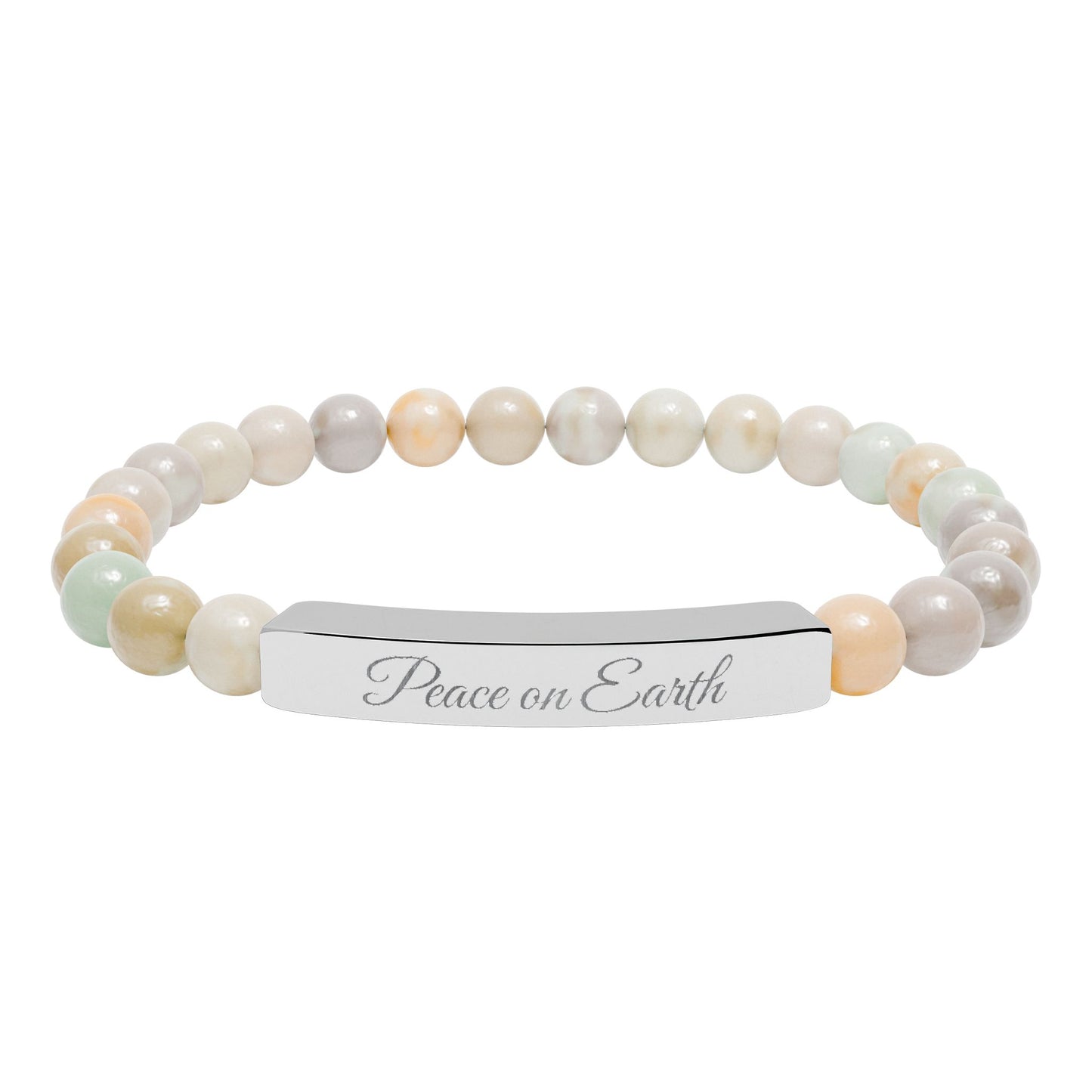 “Peace on Earth 🌍 ” Engraved Natural Stone Bracelet - Meaningful Gift for Mindfulness and Style