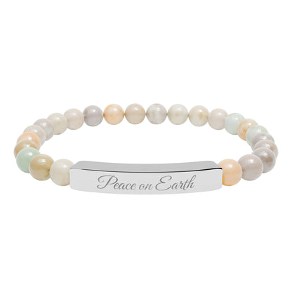 “Peace on Earth 🌍 ” Engraved Natural Stone Bracelet - Meaningful Gift for Mindfulness and Style