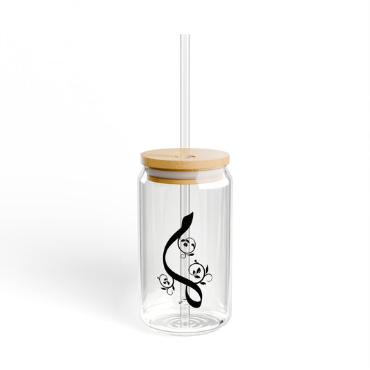 Arabic Letter “Meem”  "م" Monogram Sipper Glass, 16oz | Eco-Friendly Beverage Container | Perfect for Home, picnics, Gifts, and Parties