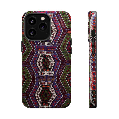 Purple and Green Geometric  Design - Iphone Magnetic Tough Case