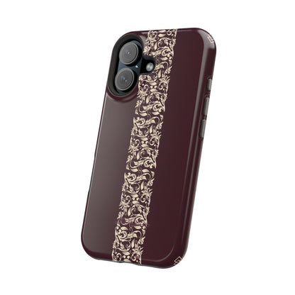 Red Dark and Beige geometric Design Iphone Magnetic Tough Case