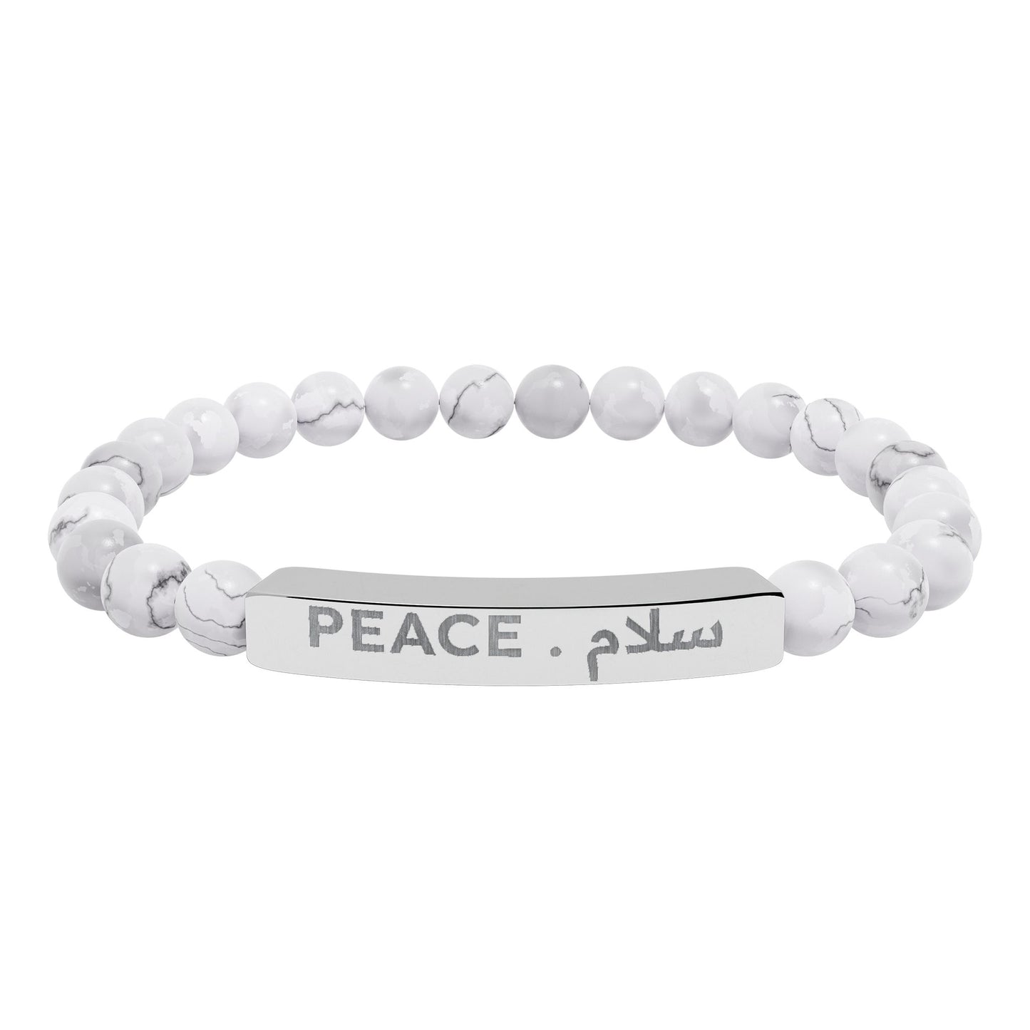 “Peace . سلام 🌍 ” Engraved Natural Stone Bracelet - Meaningful Gift for Mindfulness and Style