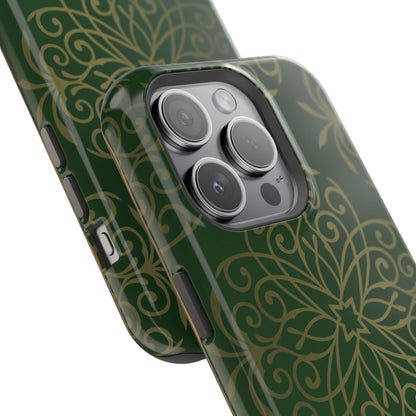 Gold and Green Flowery Design - Iphone Magnetic Tough Case