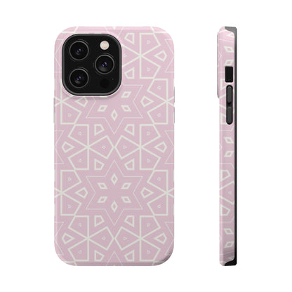 Pink and White Geometric Design Iphone Magnetic Tough Case