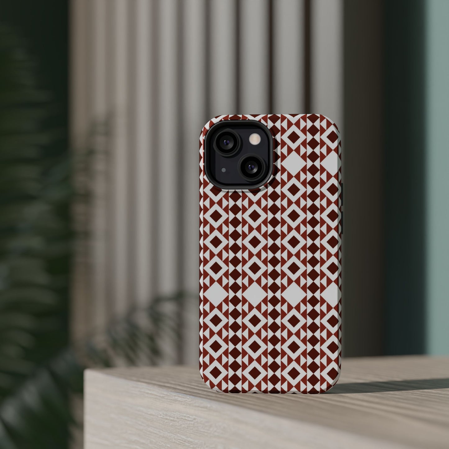 Red and White geometric Design Iphone Magnetic Tough Case