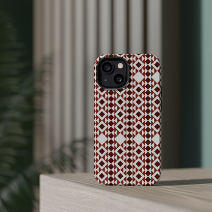 Red and White geometric Design Iphone Magnetic Tough Case