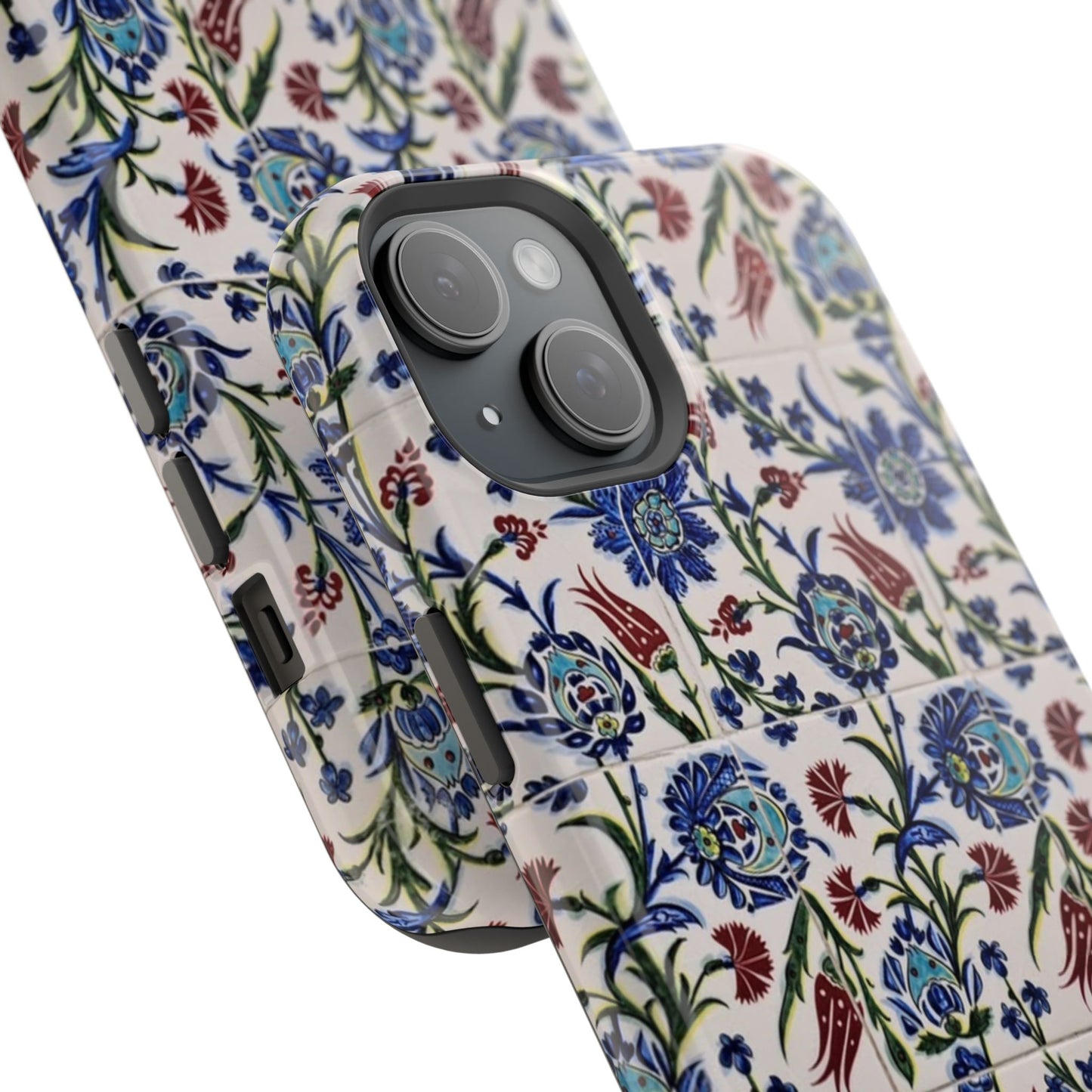 Blue ceramic Floral Design - Iphone Magnetic Tough Case