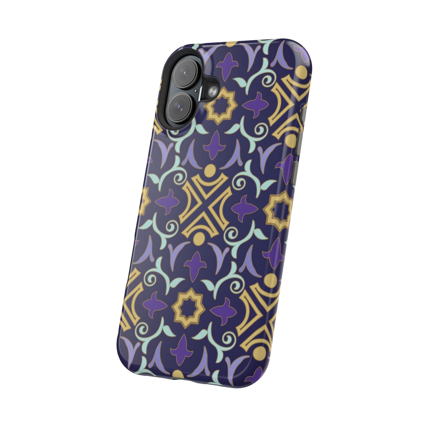 Geometric Purple and Gold Design Iphone Magnetic Tough Case