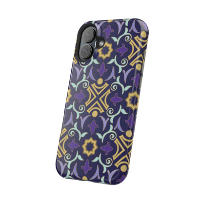 Geometric Purple and Gold Design Iphone Magnetic Tough Case