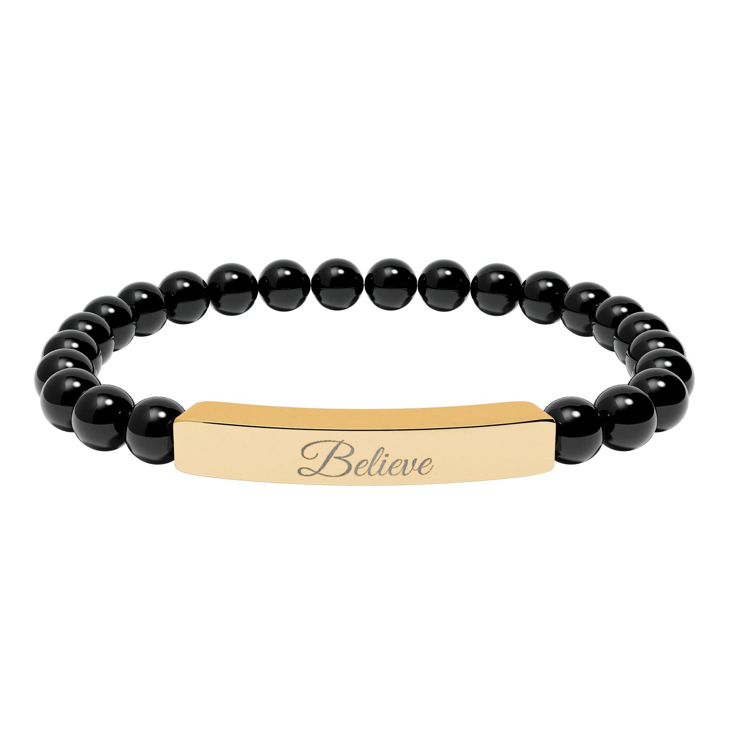 “Believe ” Engraved Natural Stone Bracelet - Meaningful Gift for Mindfulness and Style