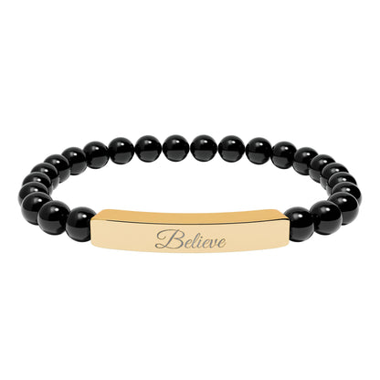 “Believe ” Engraved Natural Stone Bracelet - Meaningful Gift for Mindfulness and Style