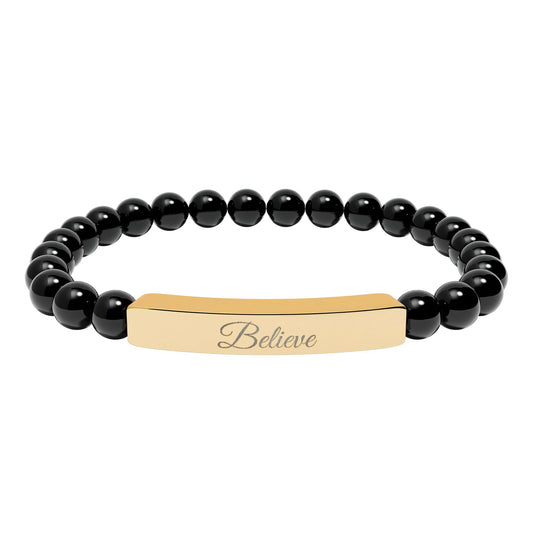 “Believe ” Engraved Natural Stone Bracelet - Meaningful Gift for Mindfulness and Style