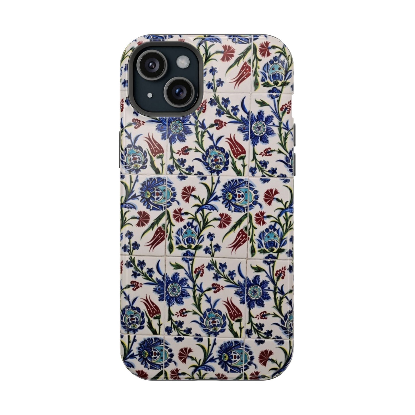 Blue ceramic Floral Design - Iphone Magnetic Tough Case