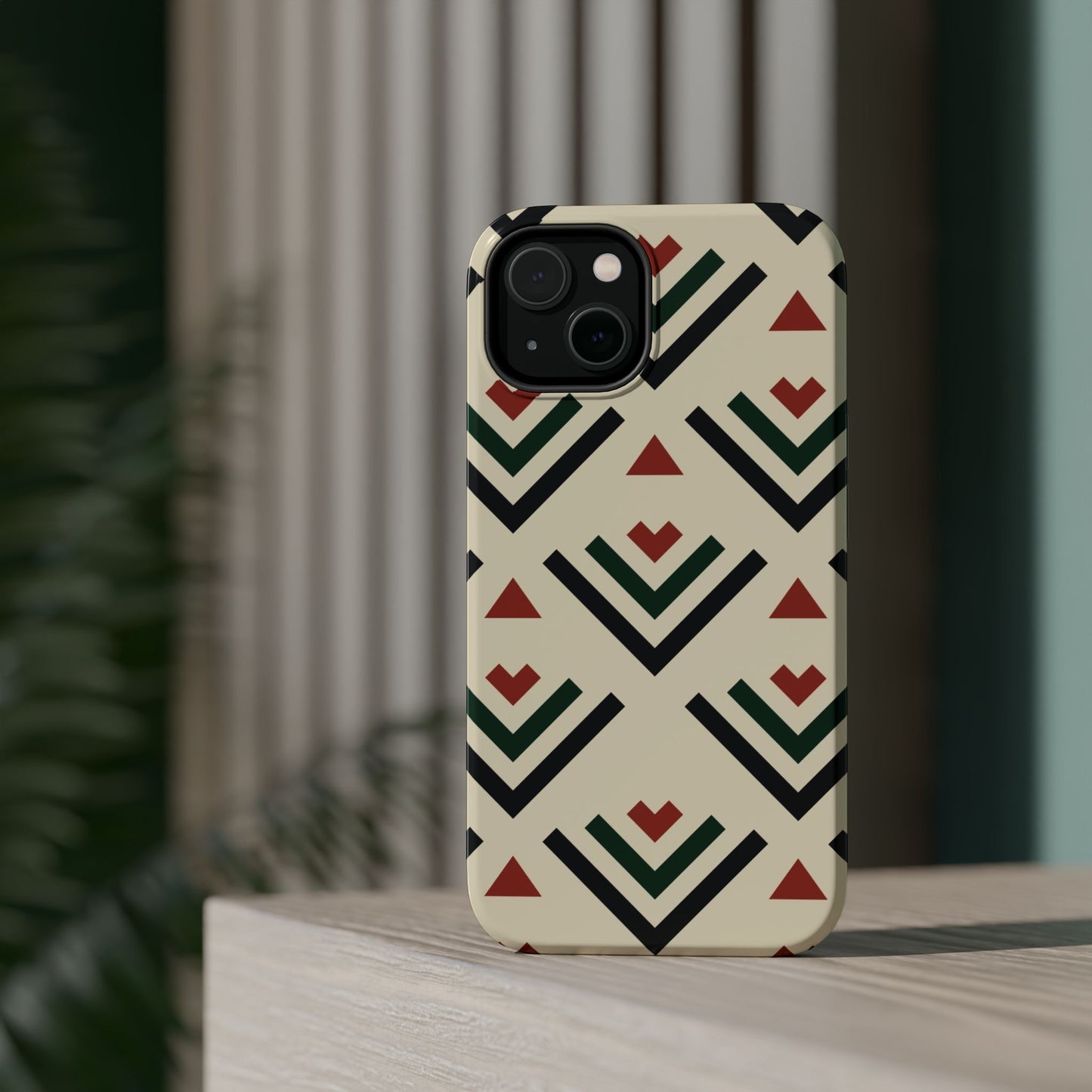 Red Black Green Geometric Design Iphone Magnetic Tough Case