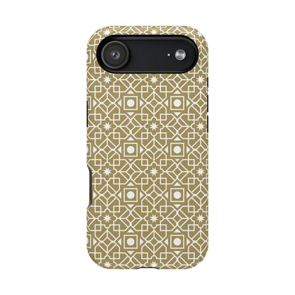 Beige and Gold Geometric Design Iphone Magnetic Tough Case