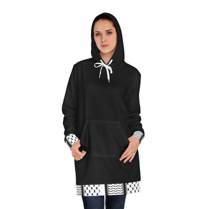 Black and White Hattah Design - Stylish Women's Hoodie Dress