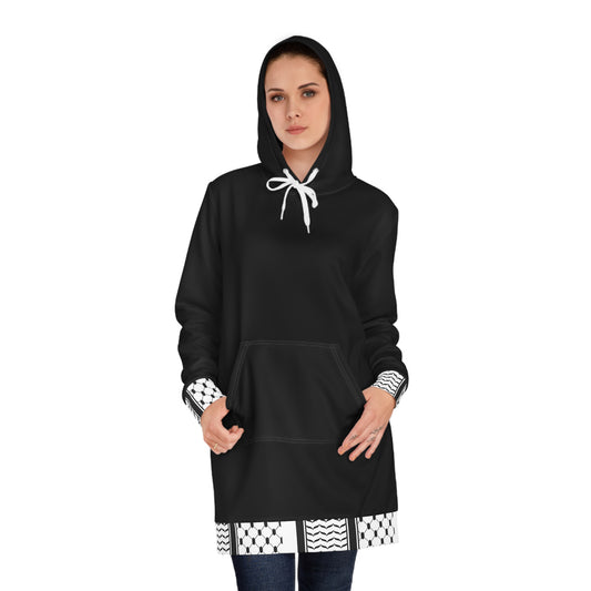 Black and White Hattah Design - Stylish Women's Hoodie Dress