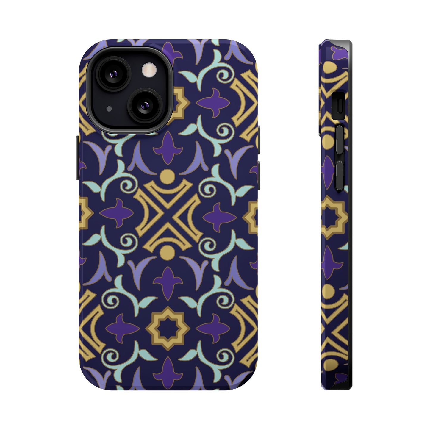 Geometric Purple and Gold Design Iphone Magnetic Tough Case