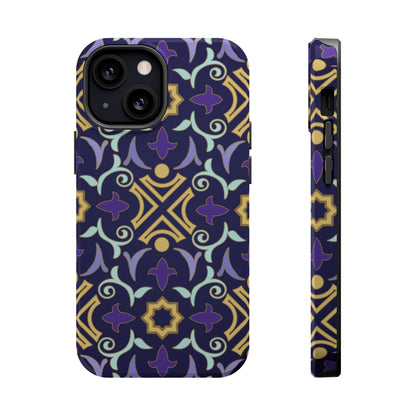 Geometric Purple and Gold Design Iphone Magnetic Tough Case