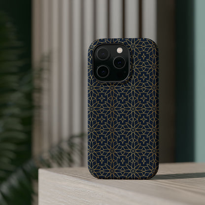 Navy and Gold Geometric Design Iphone Magnetic Tough Case