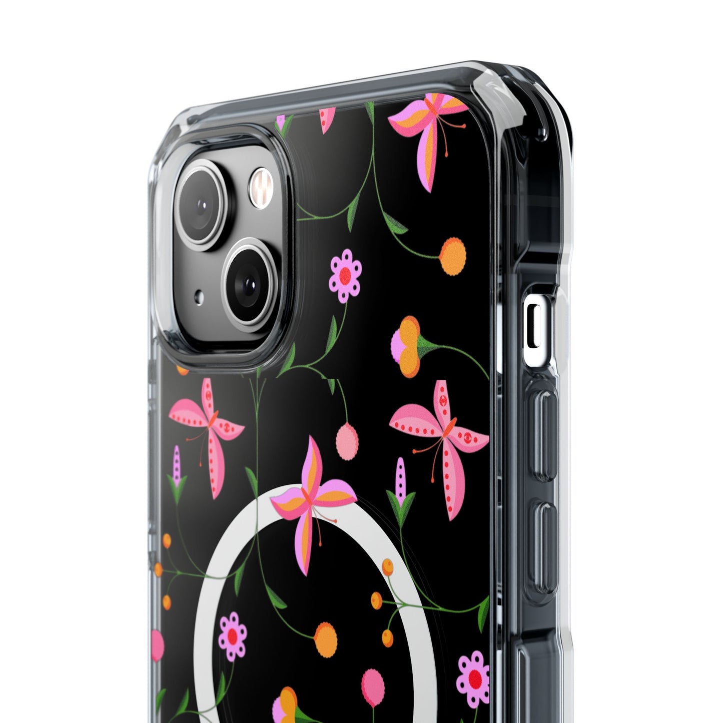 Pink Floral Garden  MagSafe Clear Phone Case