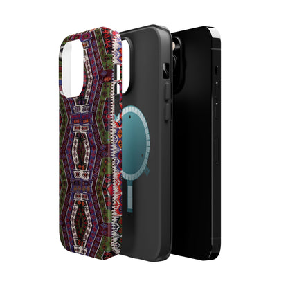 Purple and Green Geometric  Design - Iphone Magnetic Tough Case