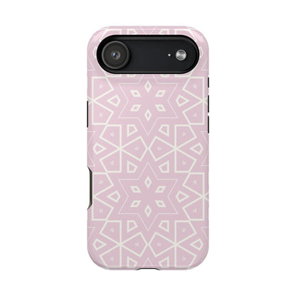 Pink and White Geometric Design Iphone Magnetic Tough Case