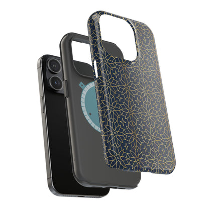 Navy and Gold Geometric Design Iphone Magnetic Tough Case