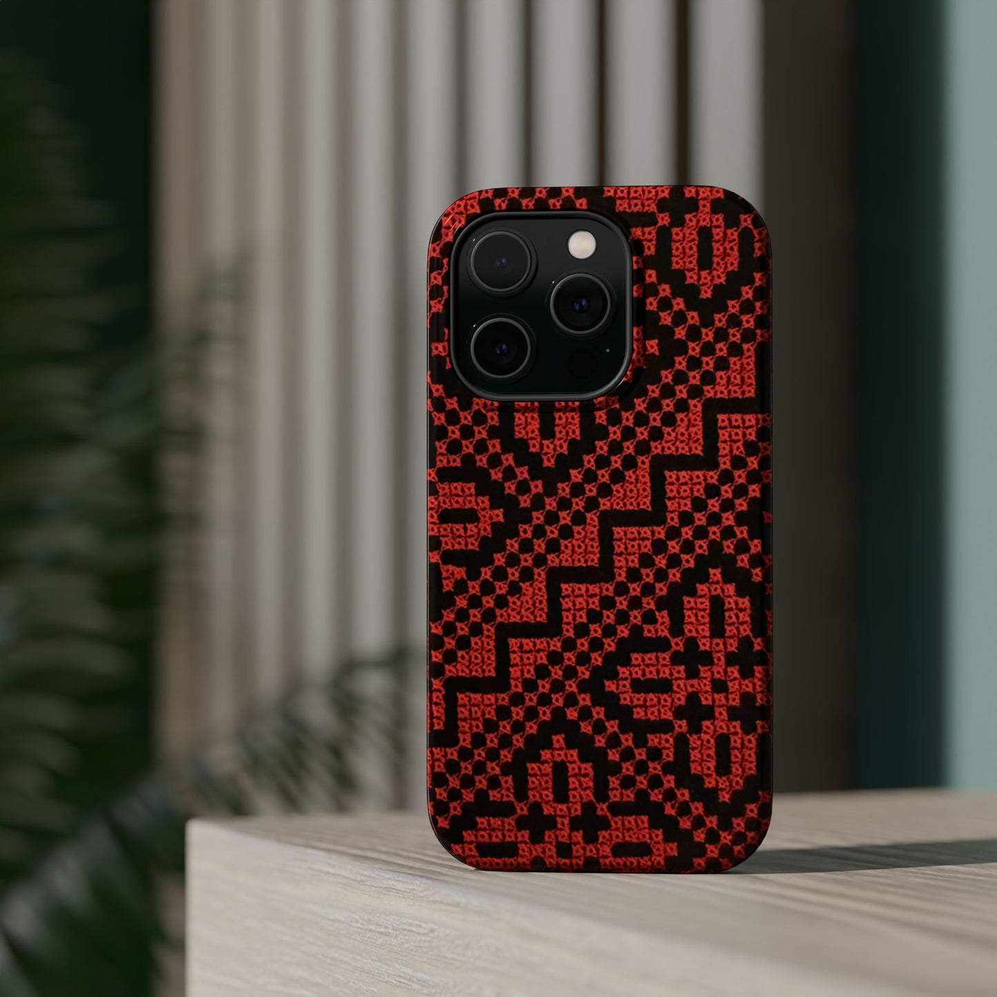 Red and Black Tatreez Design - Iphone Magnetic Tough Case