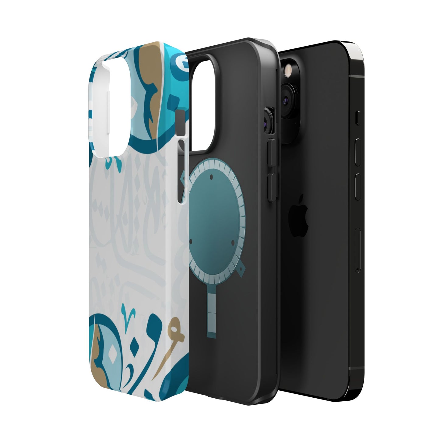 White Blue and Gold Arabic Calligraphy Iphone Magnetic Tough Case