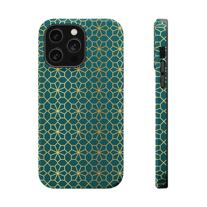 Gold and Green Flower Design - Iphone Magnetic Tough Case