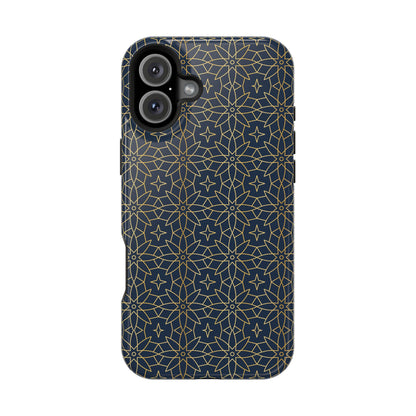 Navy and Gold Geometric Design Iphone Magnetic Tough Case