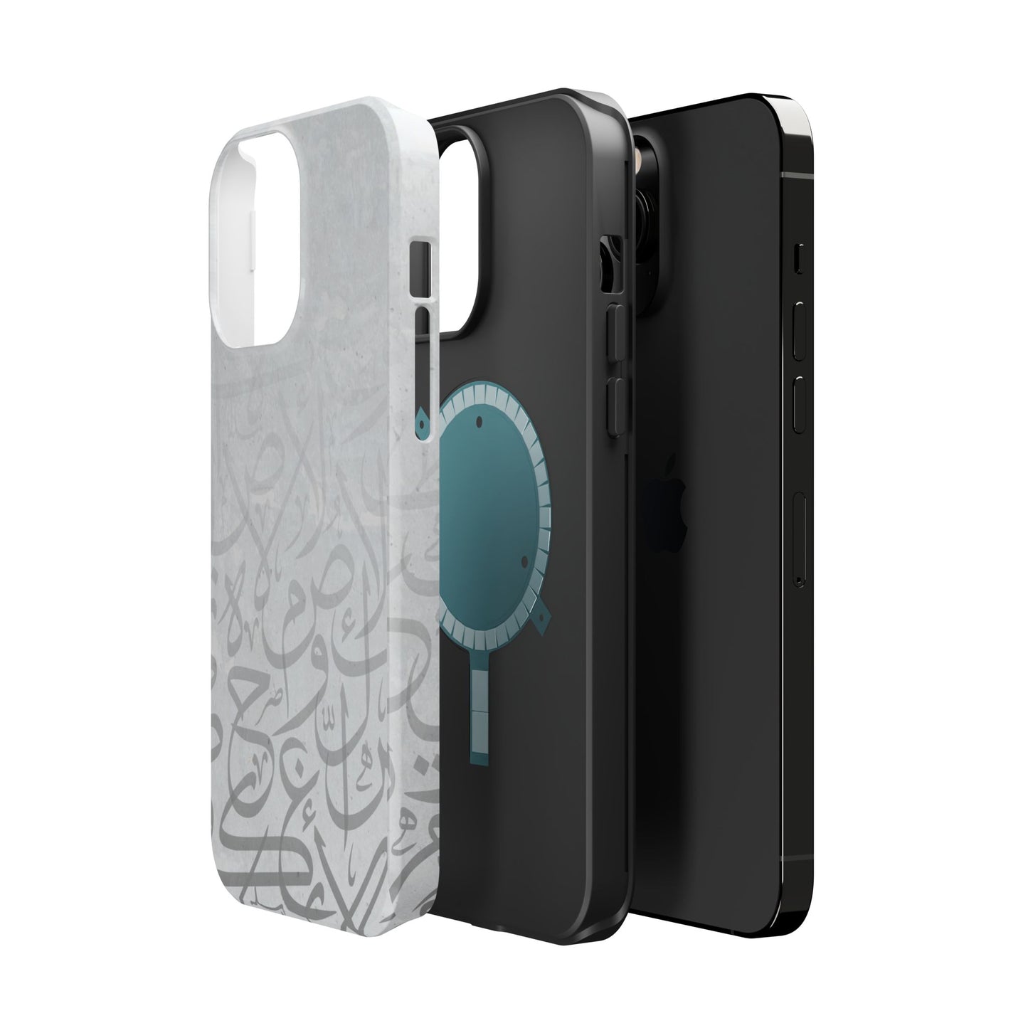 Arabic White and Grey Calligraphy Faded  Design - Iphone Magnetic Tough Case