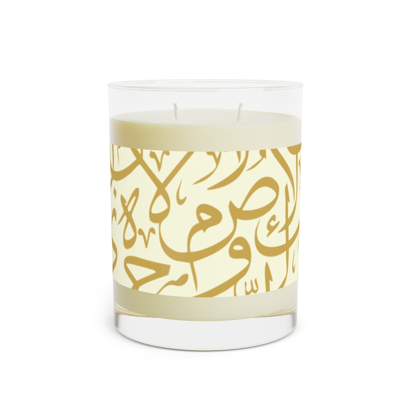 Beige and Gold Arabic Letters Festive Scented Candle - Eco Friendly 11oz