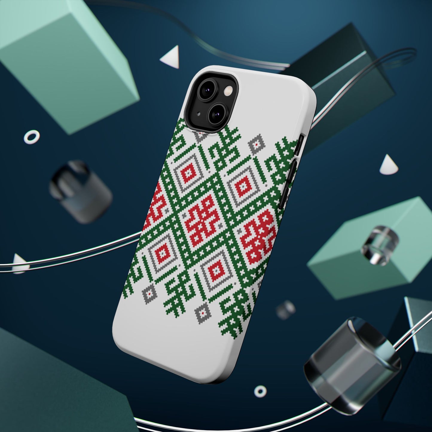 Red white Green and Black  Geometric Design Iphone Magnetic Tough Case