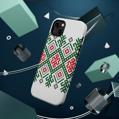 Red white Green and Black  Geometric Design Iphone Magnetic Tough Case