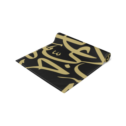 Black and Gold Arabic Letters  Elegant Table Runner - Perfect for Dining & Celebrations