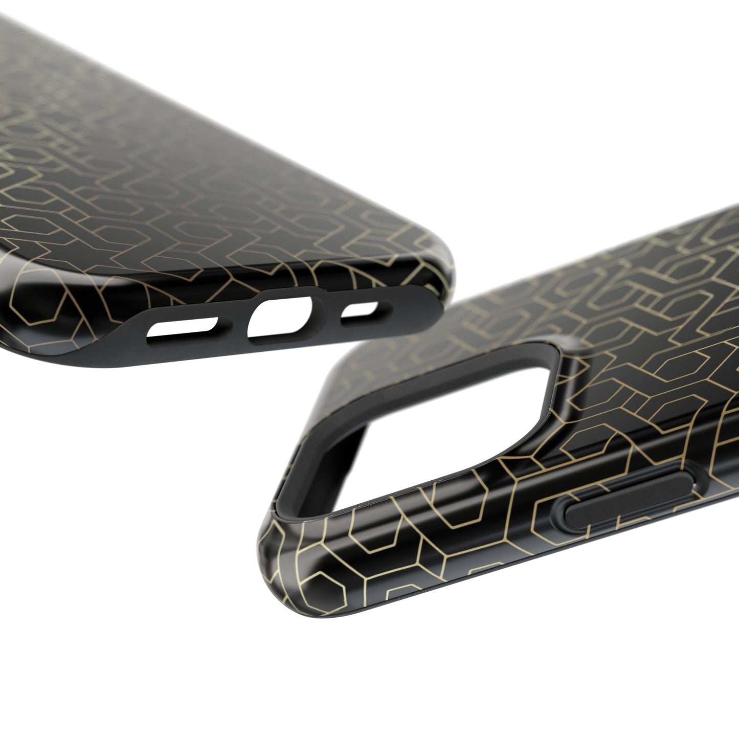 Black and Gold ⭐️ Geometric Design Iphone Magnetic Tough Case